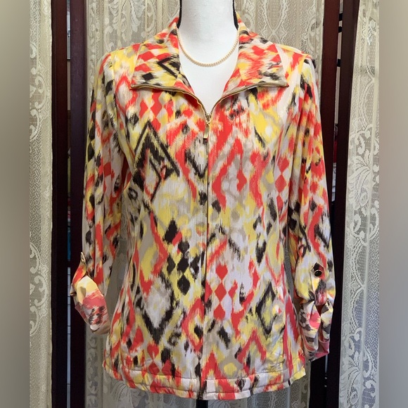 Laura Ashley Jackets & Blazers - LAURA ASHLEY ABSTRACT PRINT LIGHTWEIGHT FULL ZIP JACKET - SZ SMALL